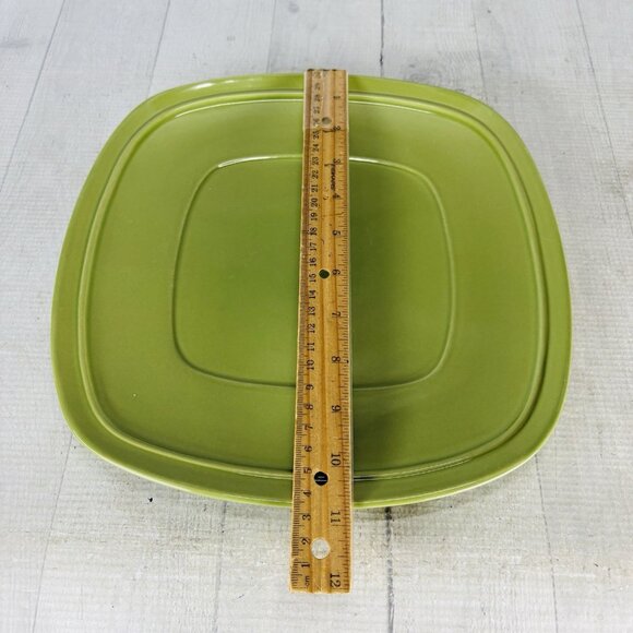 Home Trends CANOPY PEA POD Green Embossed Square Porcelain Dinner Plates Set 3 - Picture 9 of 16